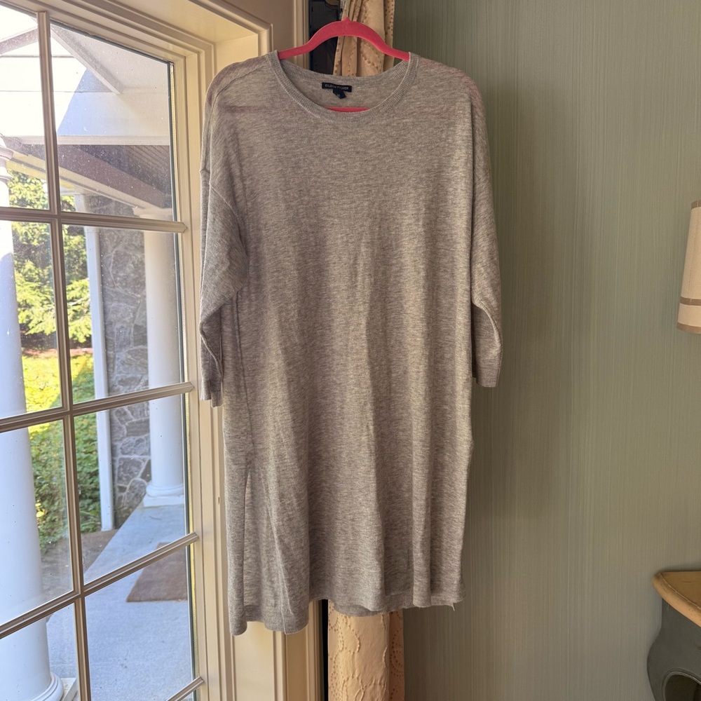 Eileen Fisher Light Gray Knit Soft Lightweight Sweater Dress Size Medium